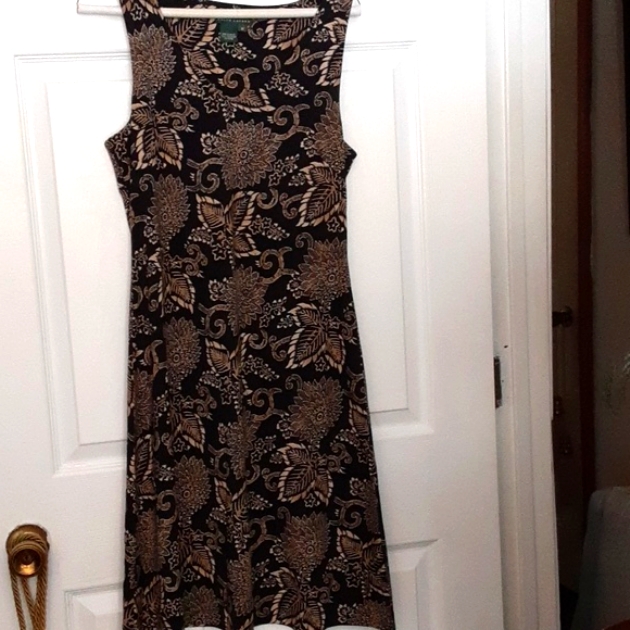 Beautiful Ralph Lauren Black And Cream Floral Dress